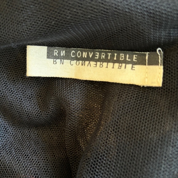 RN Convertible black sheer top with ruffle - Picture 3 of 3